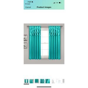 Lush Decor 2 Lightweight Teal Window Curtains 54” X 63” Ruffle Circle 3D Accents